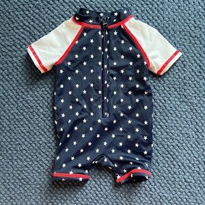 Janie and Jack Navy Star Print Rashguard with Red Trim